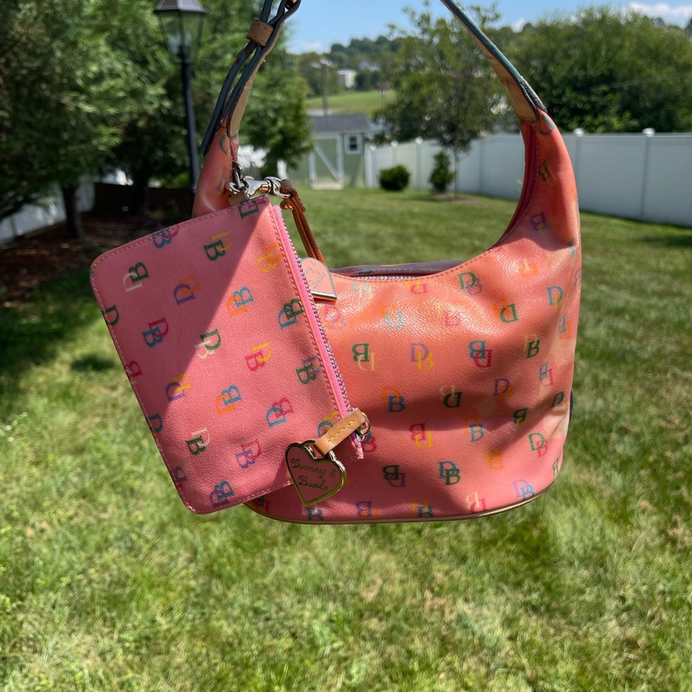 Dooney & Bourke Pink Logo Shoulder Bag with Pouch